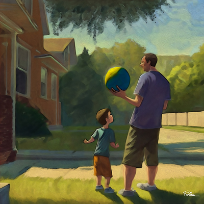 Father And Son Playing Ball